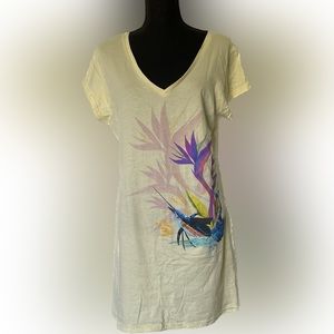 Guy Harvey by Aftco Women's Swordfish And Birds Of Paradise Mini Dress Large.